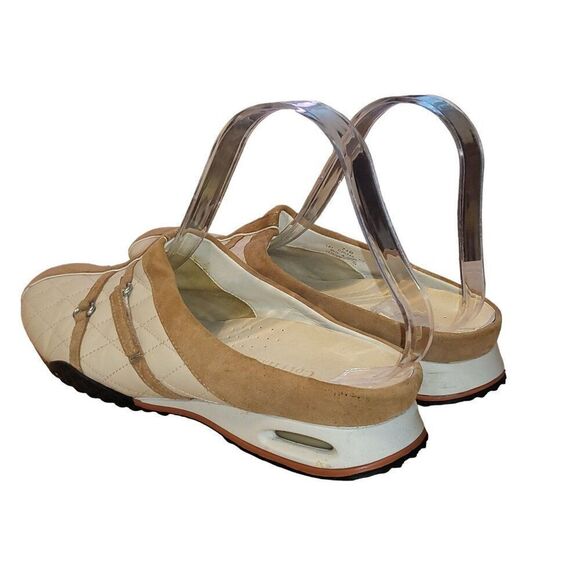 Cole Haan Mule Slides Women Sz 7.5 B Ivory Camel Tan Leather Quilted Mule Slides - Picture 2 of 7